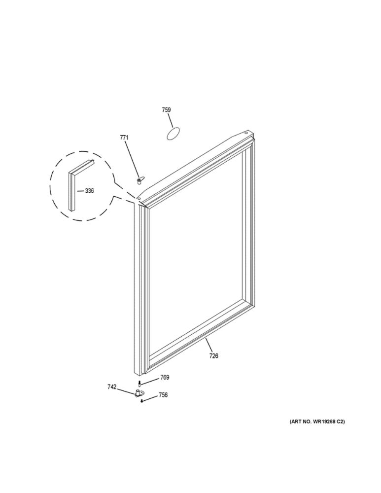 Door Diagram and Parts List for PCR06BATJSS  General Electric Wine and Beverage Cooler