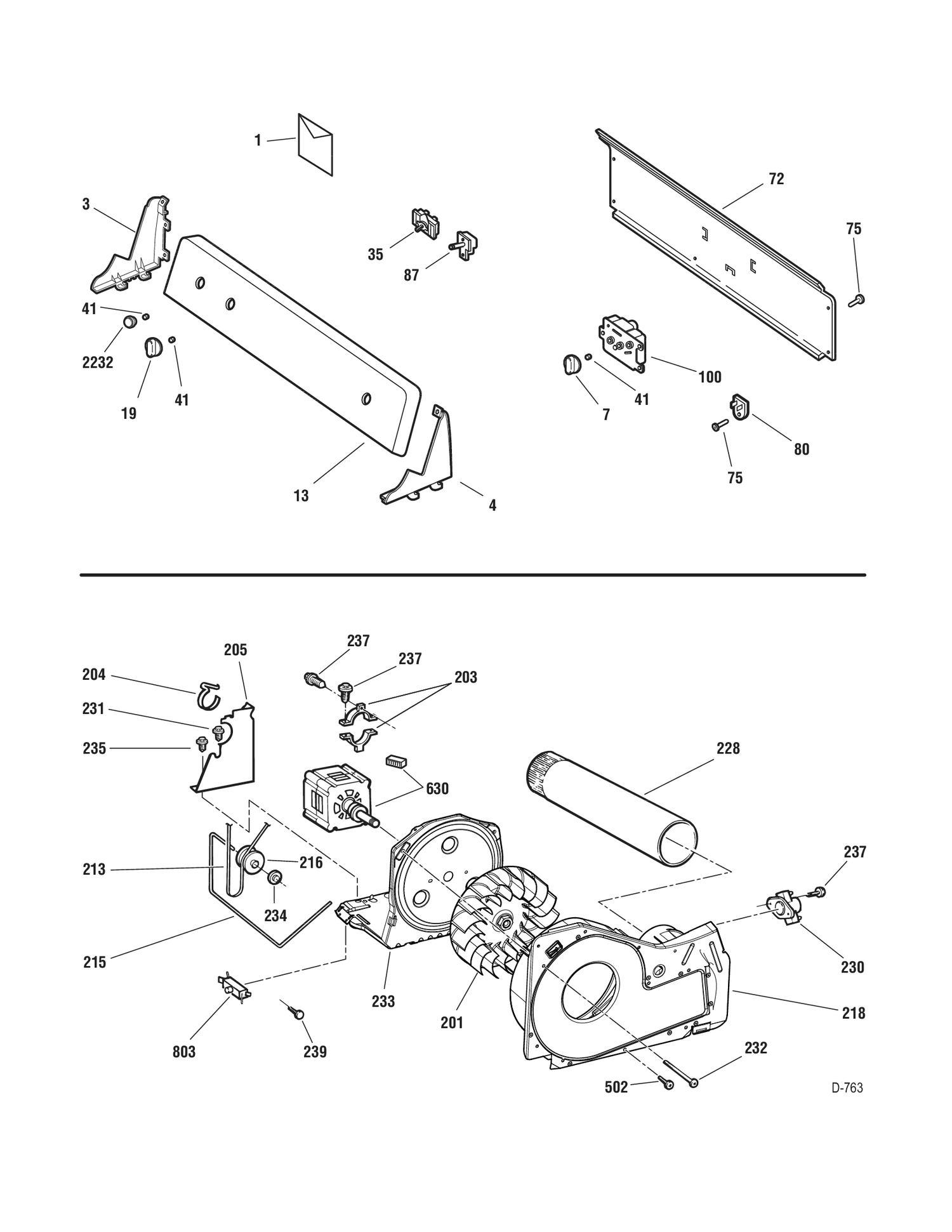CONTROL PANEL BLOWER DRIVE Diagram and Parts List for GTMX100EM2WW  General Electric Dryer
