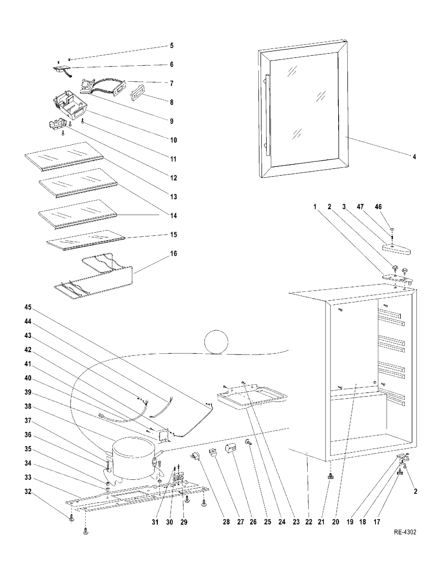 REFRIGERATOR Diagram and Parts List for GCS04GLRTSC  General Electric Refrigerator
