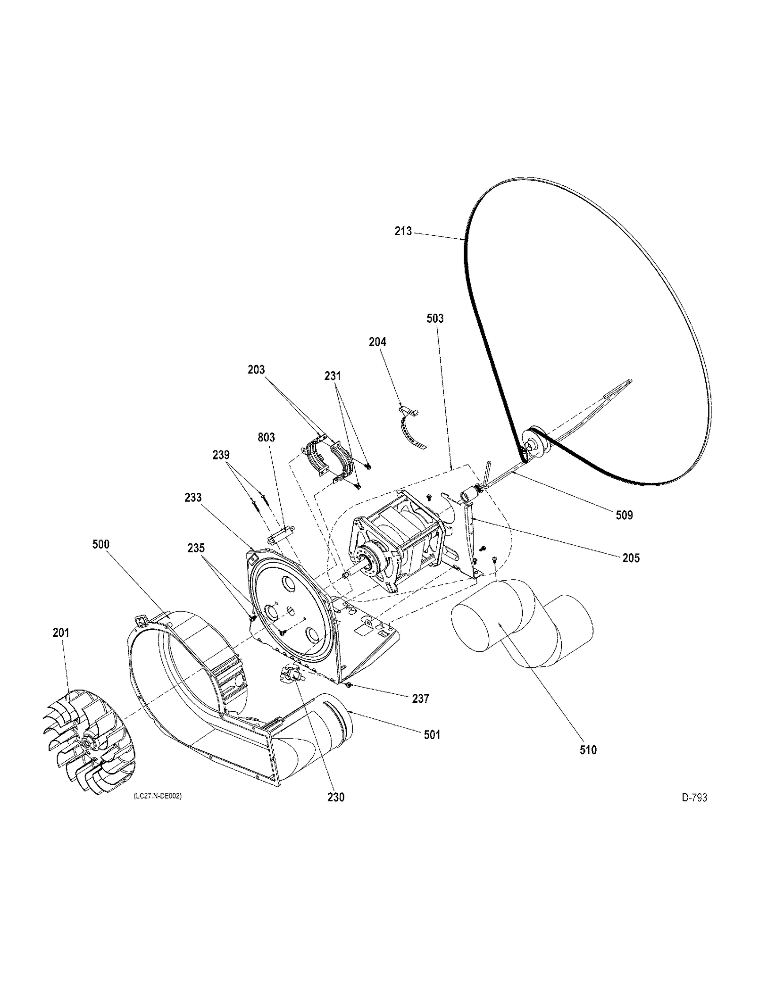 BLOWER-DRIVE Diagram and Parts List for GUAP270EM0WW  General Electric Washer