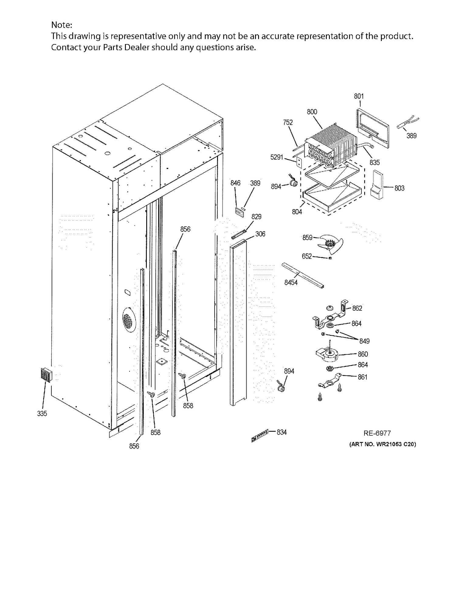 FREEZER SECTION Diagram and Parts List for ZISB360DKB  General Electric Refrigerator