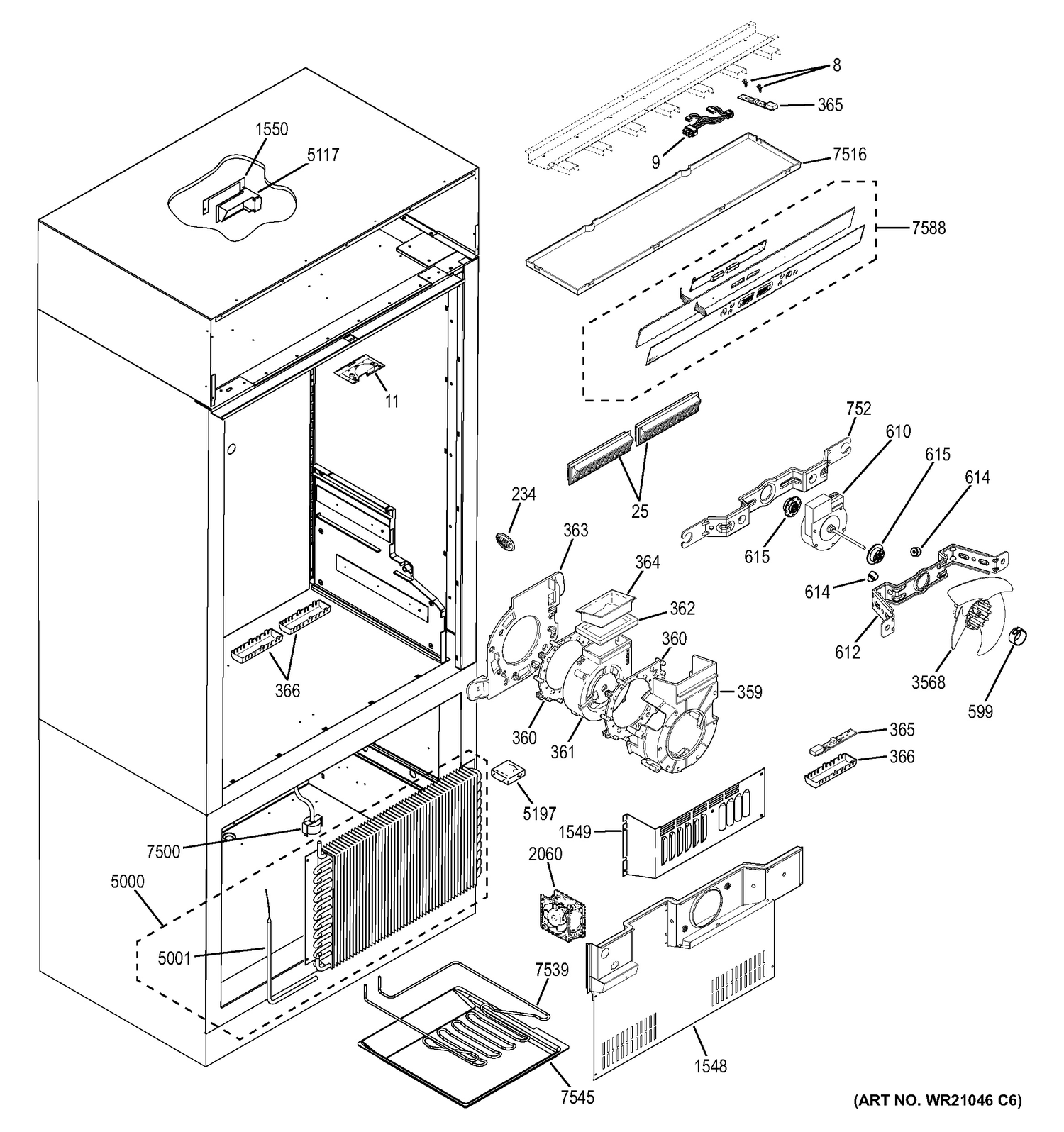 CONTROLS & COMPONENTS Diagram and Parts List for ZIPP360NHBSS  General Electric Refrigerator