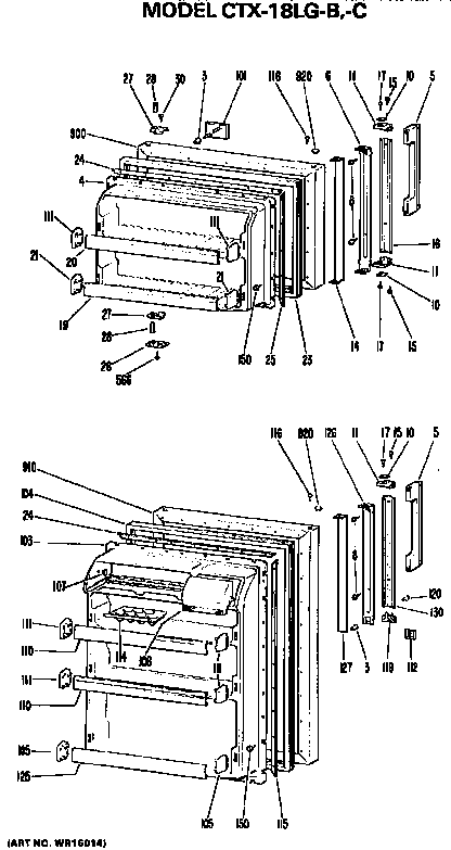 Doors Diagram and Parts List for CTX18LGC  Hotpoint Refrigerator
