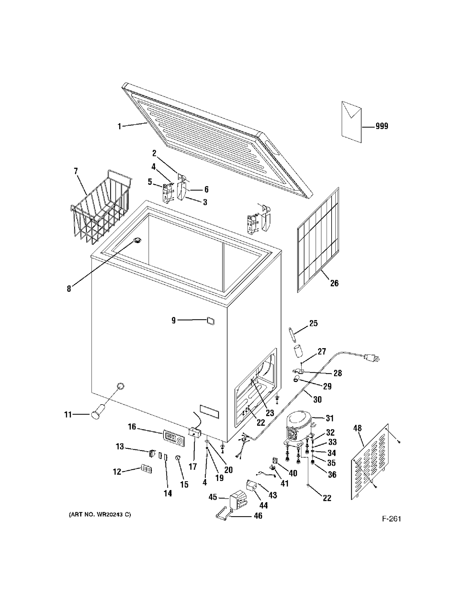 FREEZER Diagram and Parts List for FCM5SUAWWC  General Electric Freezer