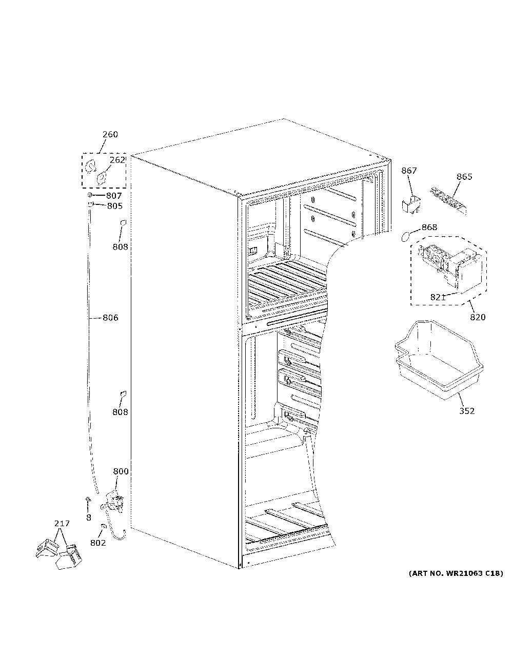 Ice Maker Diagram and Parts List for GIE21GSHFSS  General Electric Refrigerator