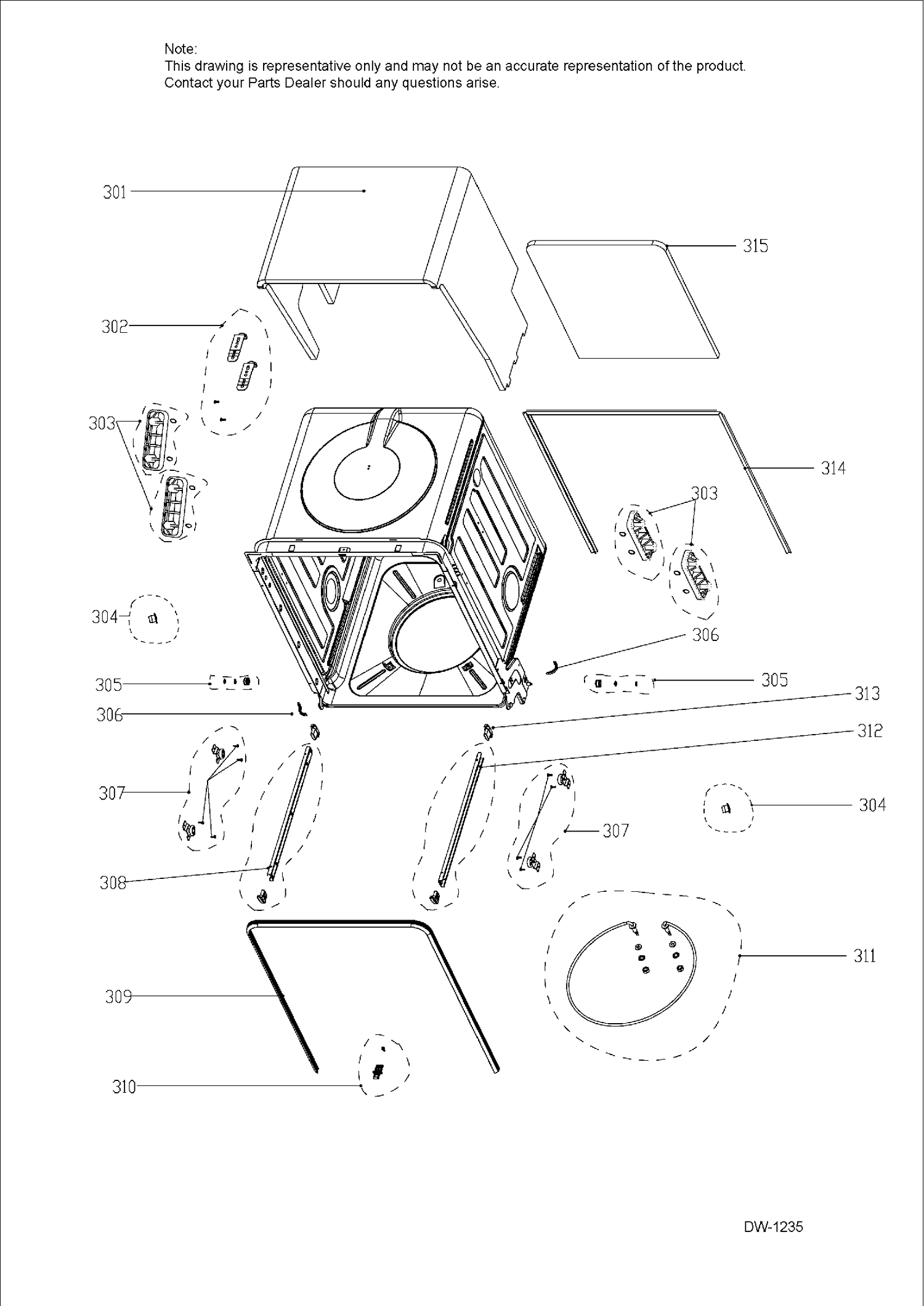 BODY PARTS Diagram and Parts List for GDT650SGF1BB  General Electric Dishwasher