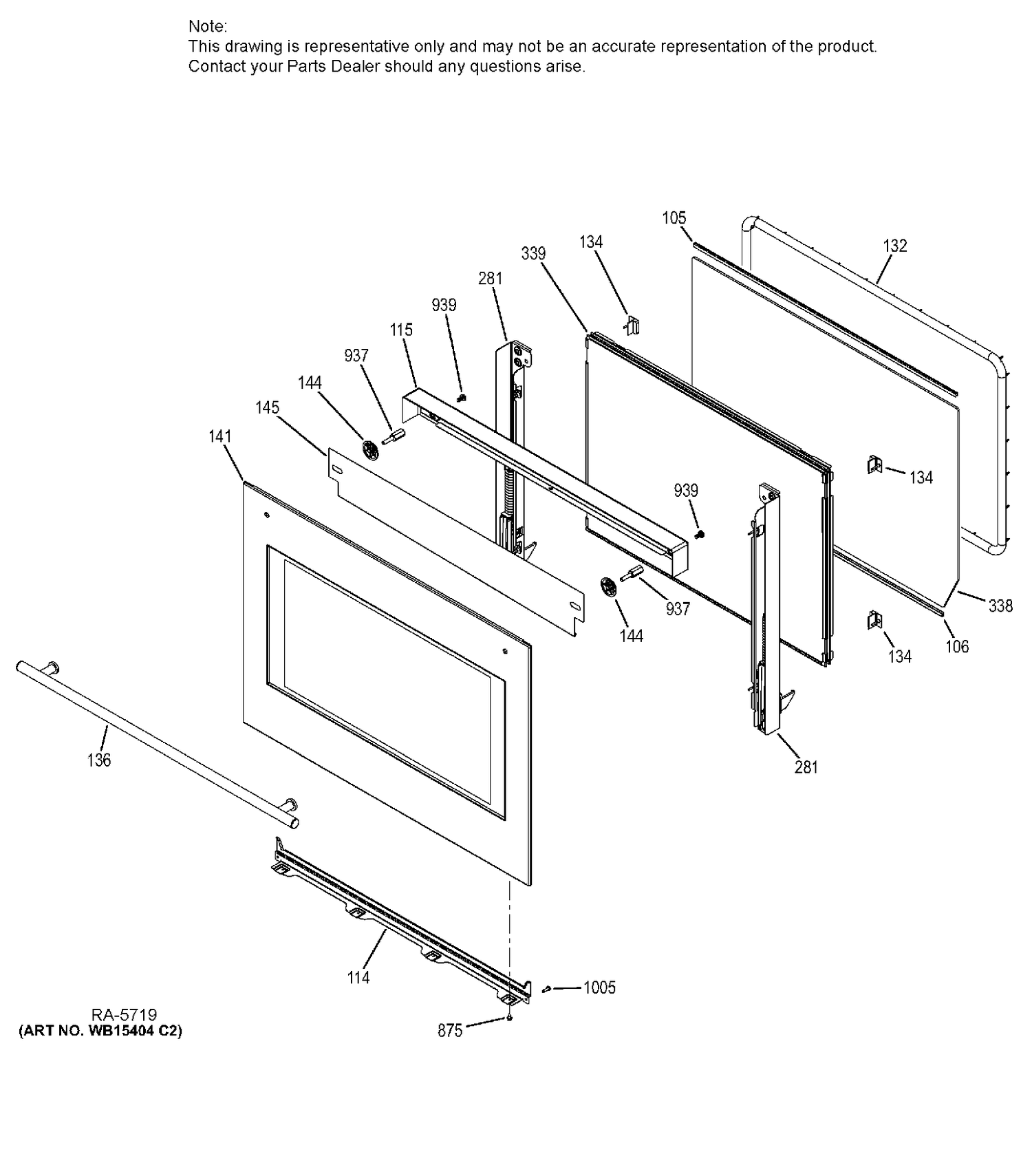 LOWER DOOR Diagram and Parts List for ZET2SH1SS  General Electric Range