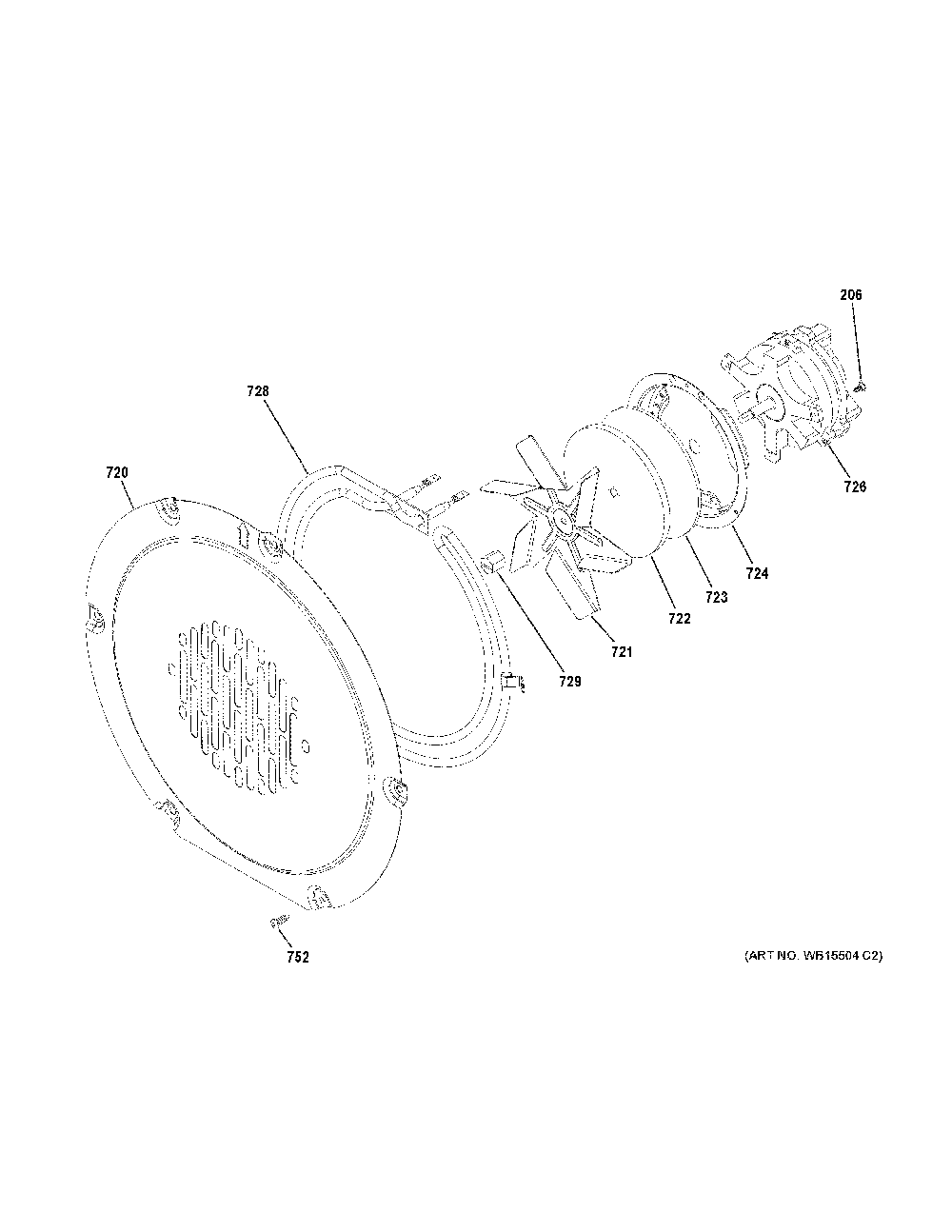 Convection Fan Diagram and Parts List for CHS90XP2M2S1  General Electric Range