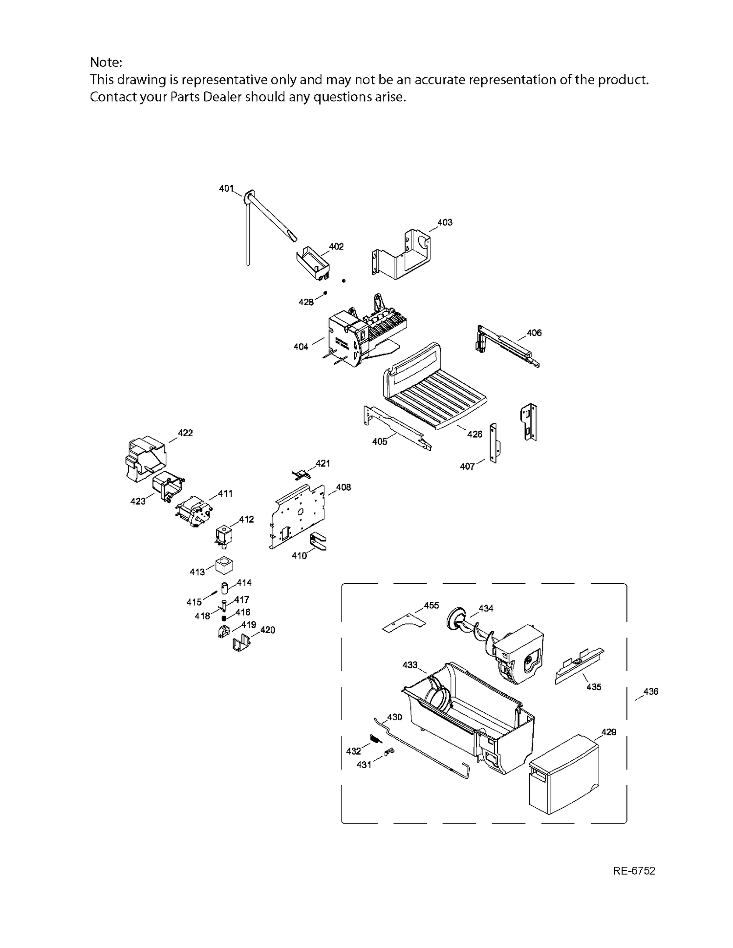 ICE MAKER & DISPENSER Diagram and Parts List for GSRL3KLXHFLB  General Electric Refrigerator