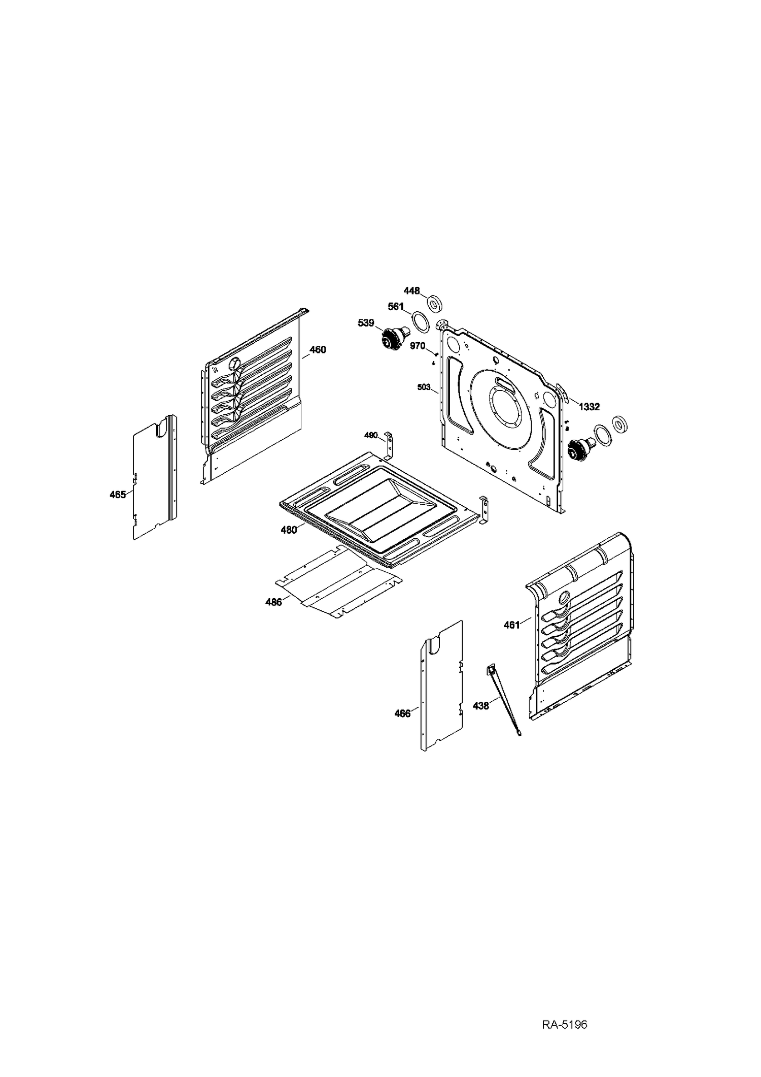 OVEN CAVITY Diagram and Parts List for PCGB930SET3SS  General Electric Range