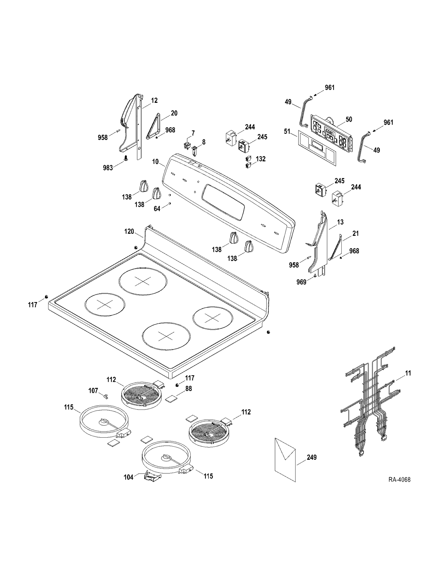 CONTROLS-COOKTOP Diagram and Parts List for JCBP61SP3SS  General Electric Range
