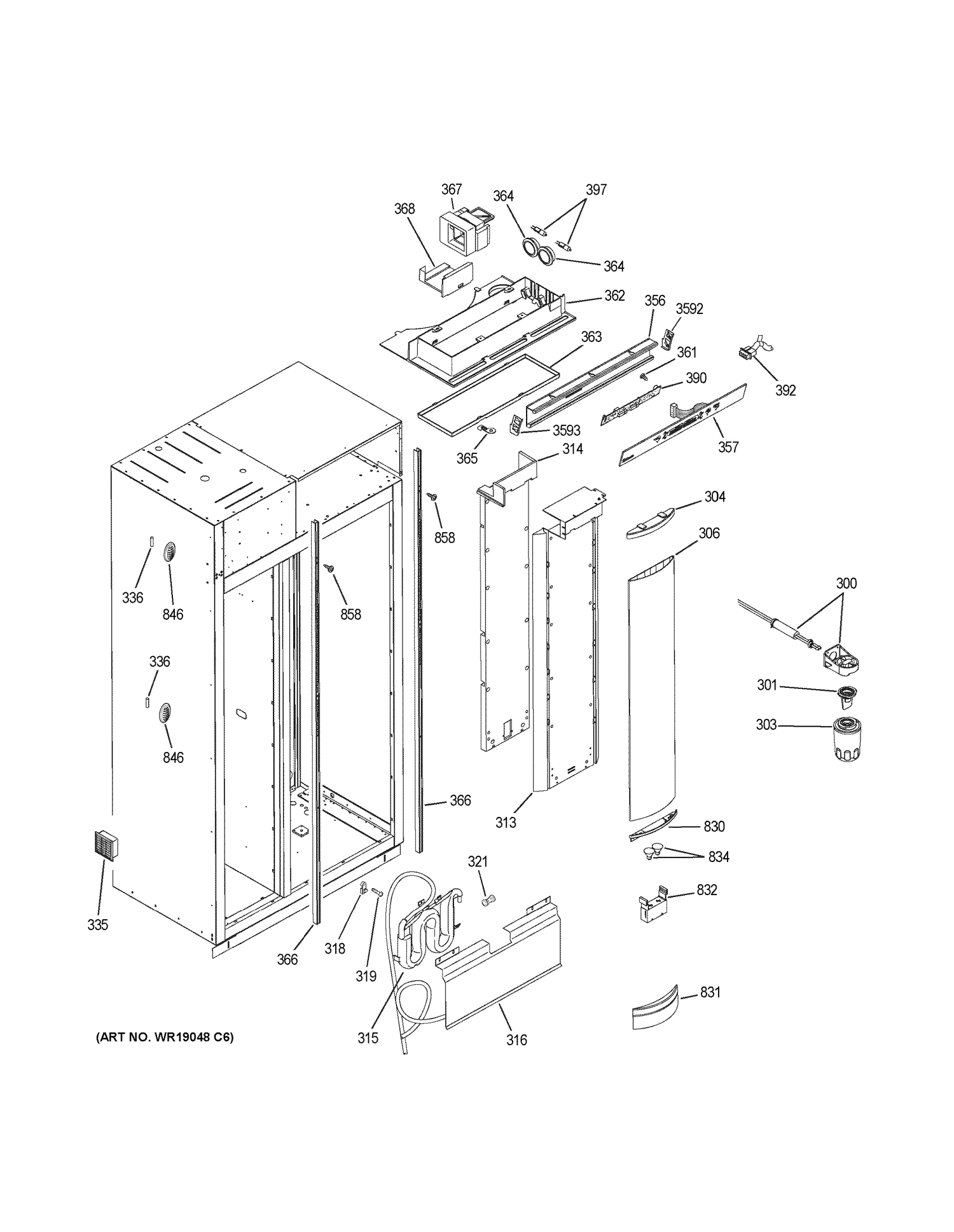 FRESH FOOD SECTION Diagram and Parts List for ZISB420DRK  General Electric Refrigerator