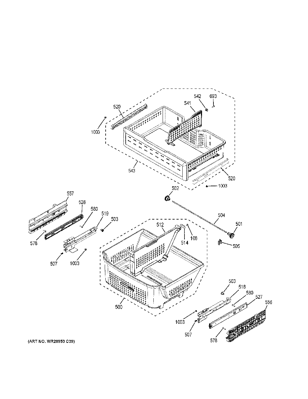 Freezer shelves Diagram and Parts List for CYE22TP2MES1  General Electric Refrigerator