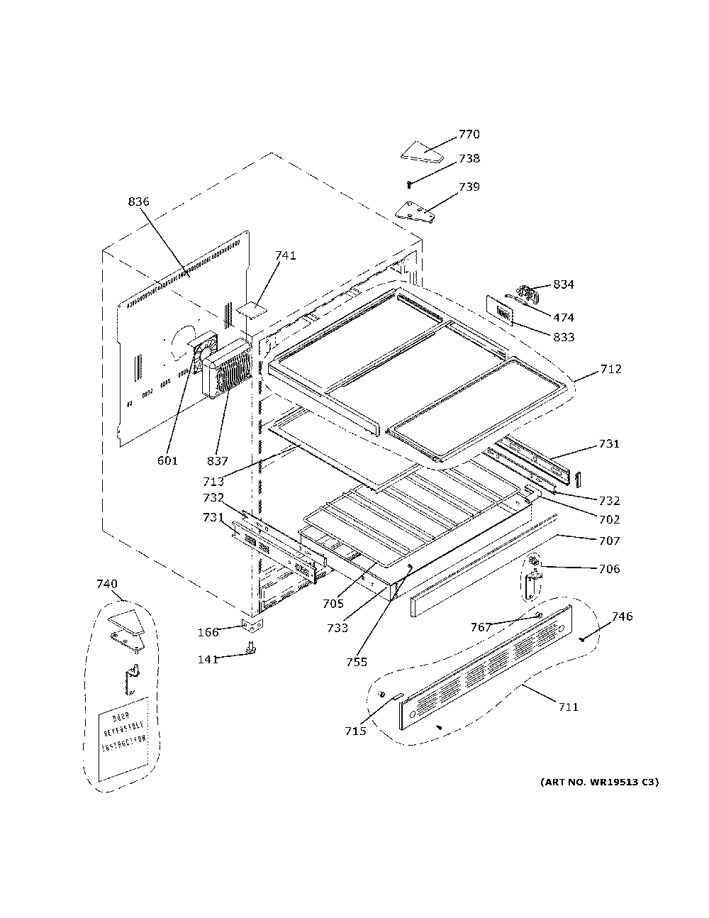 Cabinet & shelves Diagram and Parts List for ZDBR240NCBS  General Electric Wine and Beverage Cooler