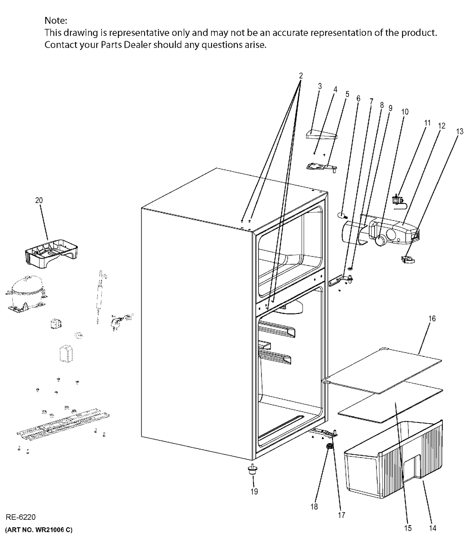 CABINET Diagram and Parts List for C978-9553000  General Electric Refrigerator
