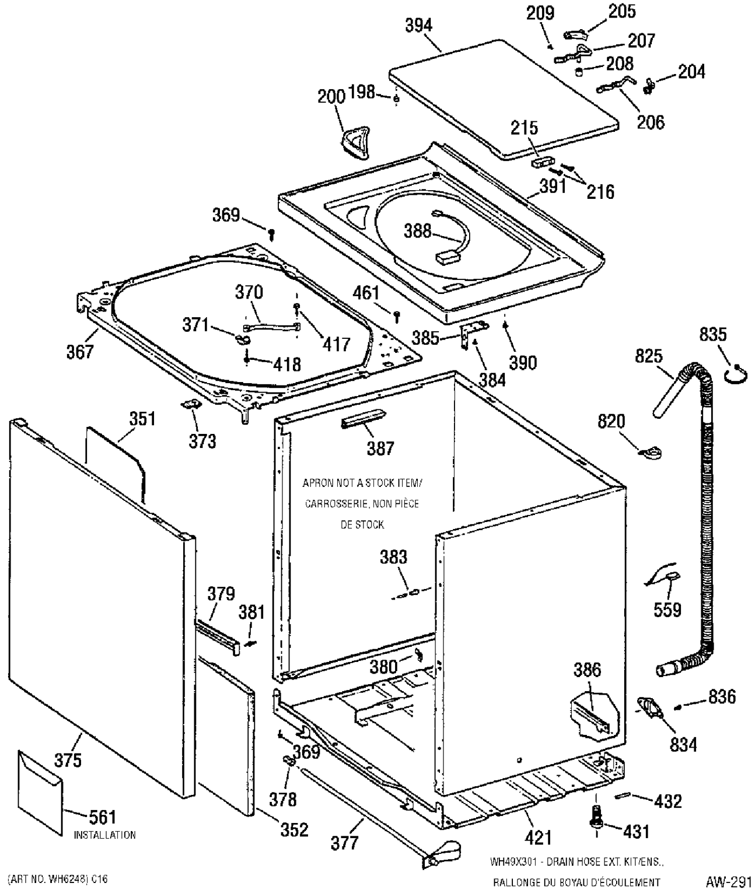 LOWER CABINET / TOP Diagram and Parts List for GKSE4200A0WW  General Electric Washer