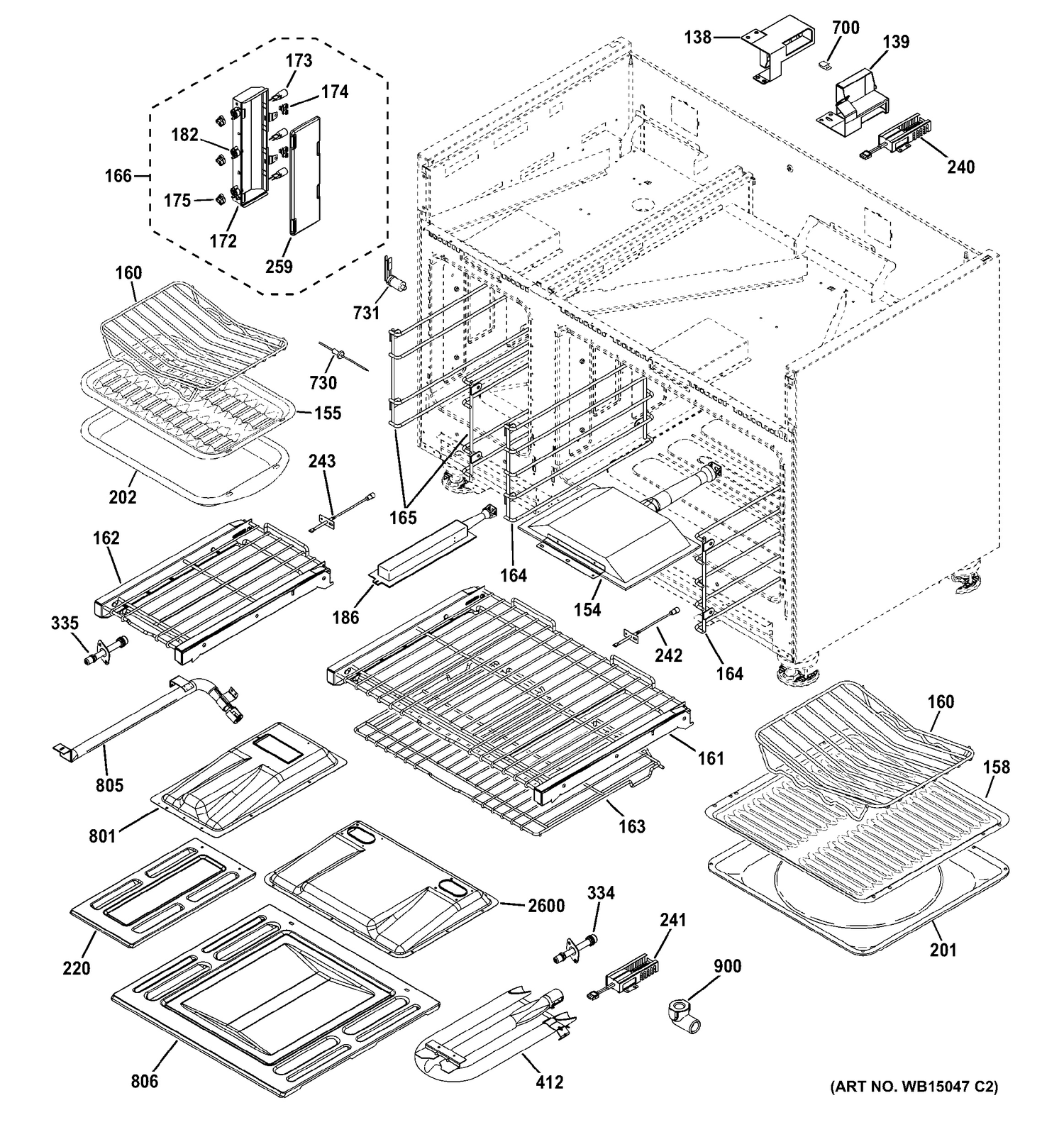OVEN CAVITY PARTS Diagram and Parts List for ZGP486LDR4SS  General Electric Range