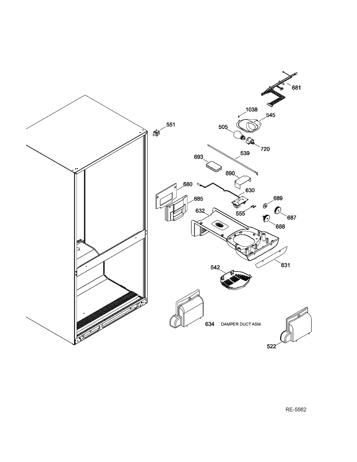 FF FUNCTIONAL PARTS Diagram and Parts List for HBQ20DTEARWW  General Electric Refrigerator