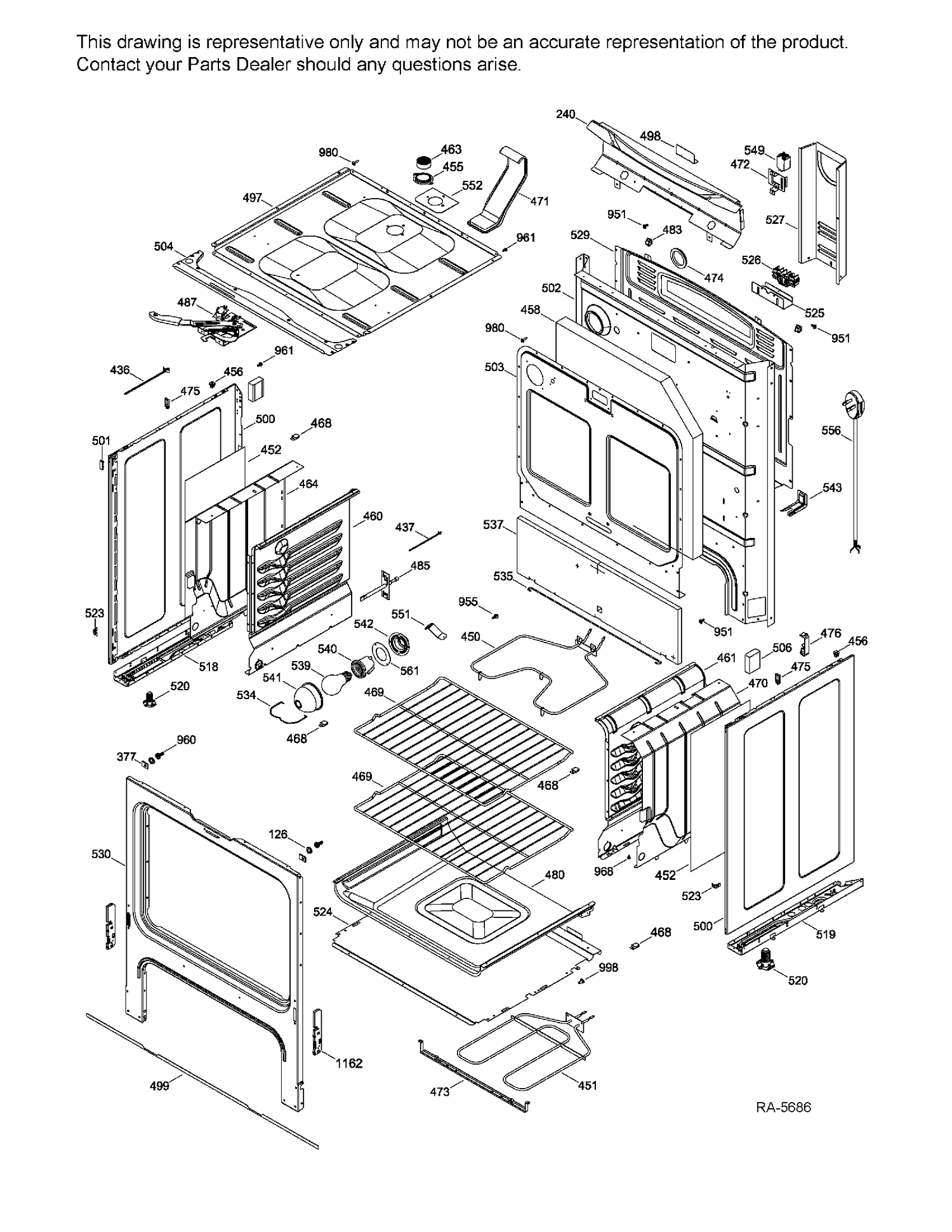 BODY PARTS Diagram and Parts List for JCB630EF1ES  General Electric Range
