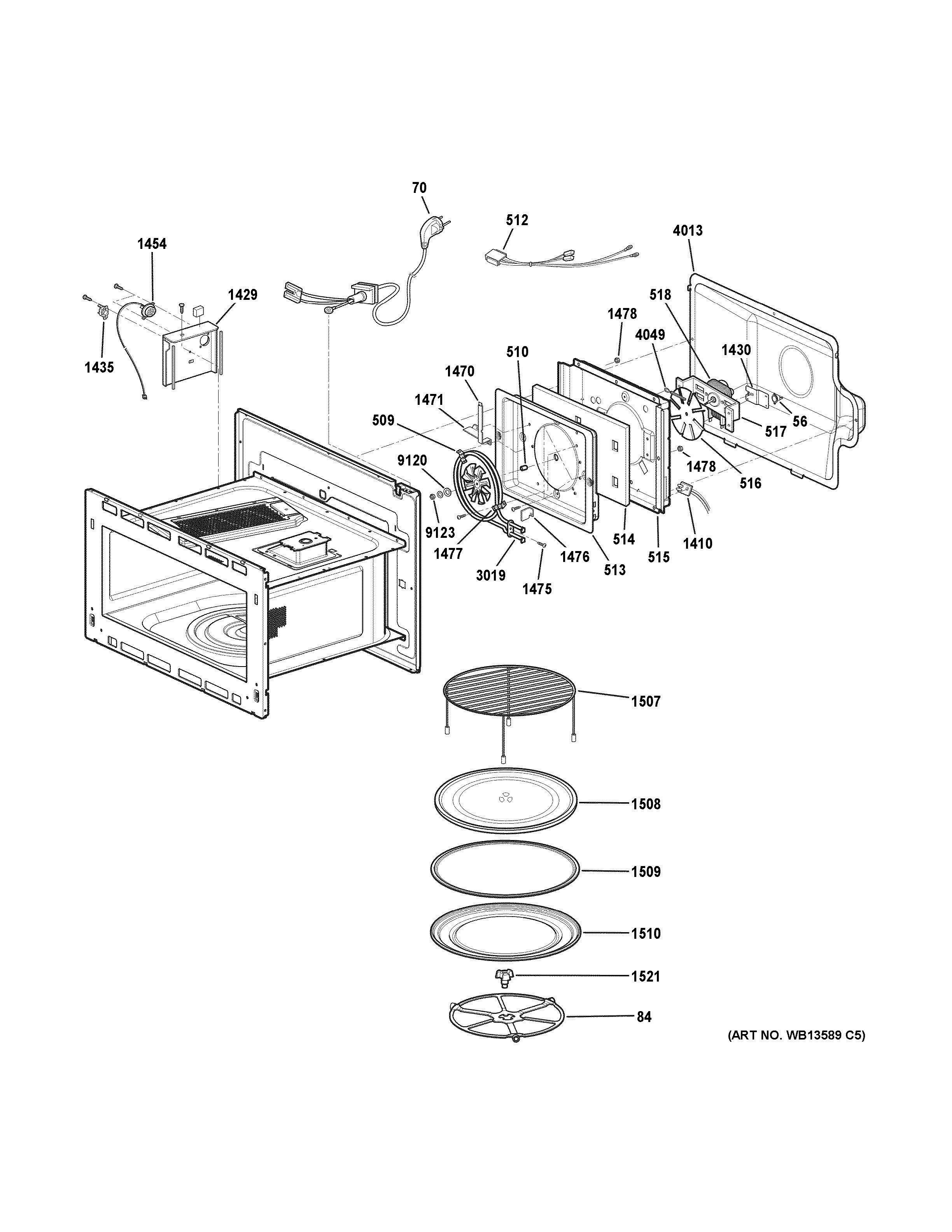 INTERIOR PARTS 1 Diagram and Parts List for ZSC1001J3SS  General Electric Microwave