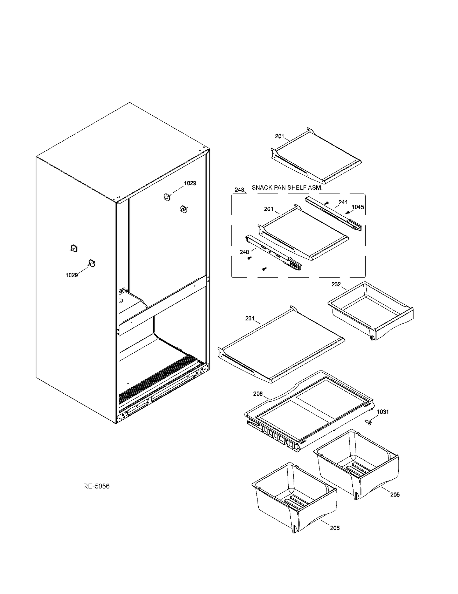 FF SHELVES Diagram and Parts List for GDRC0HBDARWW  General Electric Refrigerator
