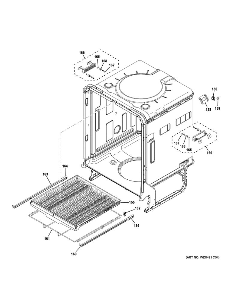 Body Parts 2 Diagram and Parts List for CDT845P2N1S1  General Electric Dishwasher
