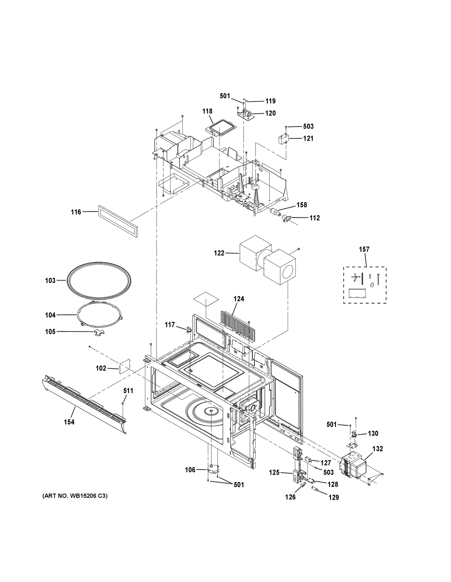 OVEN CAVITY PARTS Diagram and Parts List for JNM3161MF4SA  General Electric Range