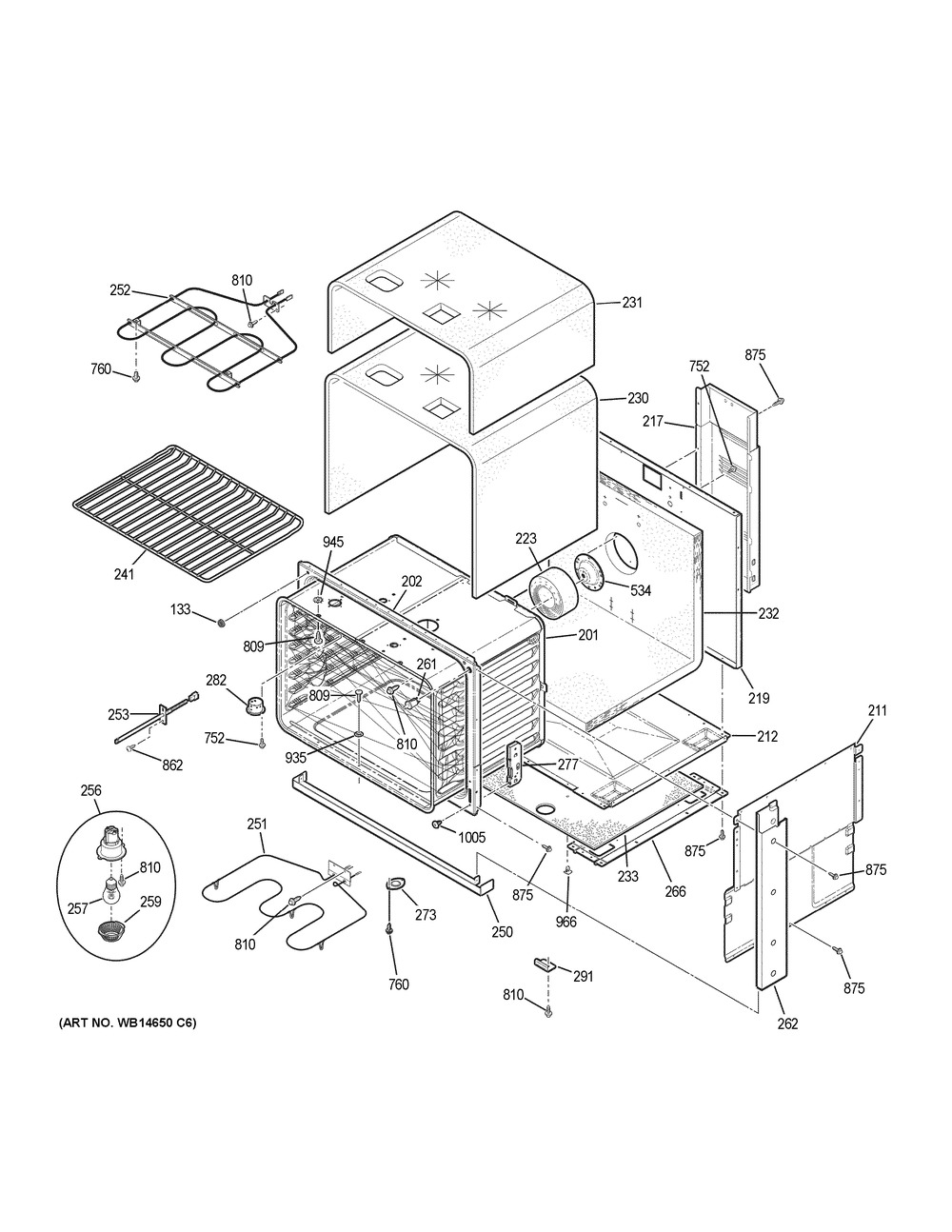 Body Parts Diagram and Parts List for JD630DF8BB  General Electric Range