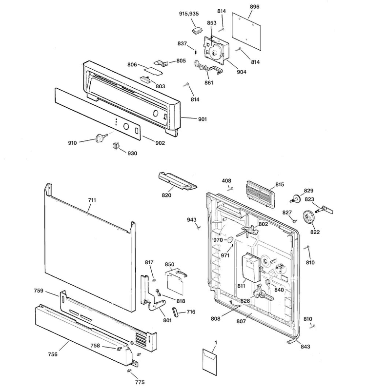 Escutcheon & Door Assembly Diagram and Parts List for HDA2000G20CC  Hotpoint Dishwasher