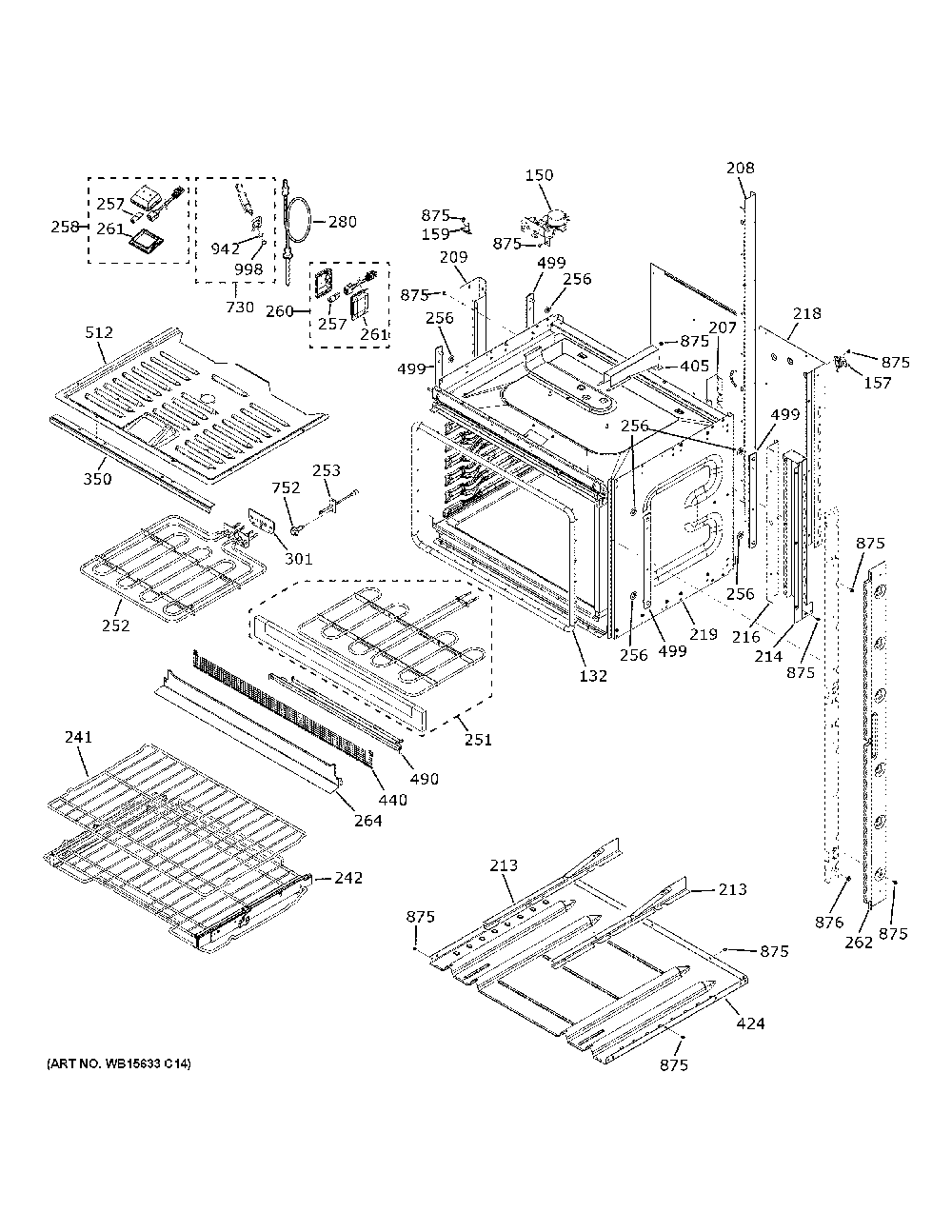 Lower Oven Diagram and Parts List for CTD90FP3N2D1  General Electric Wall Oven