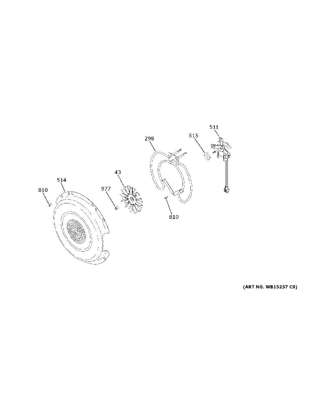 Convection fan Diagram and Parts List for JSS86SP1SS  General Electric Range
