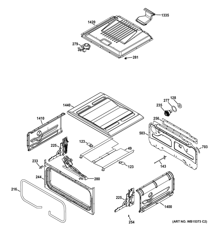 Upper Oven Diagram and Parts List for JGB850EEF2ES  General Electric Range