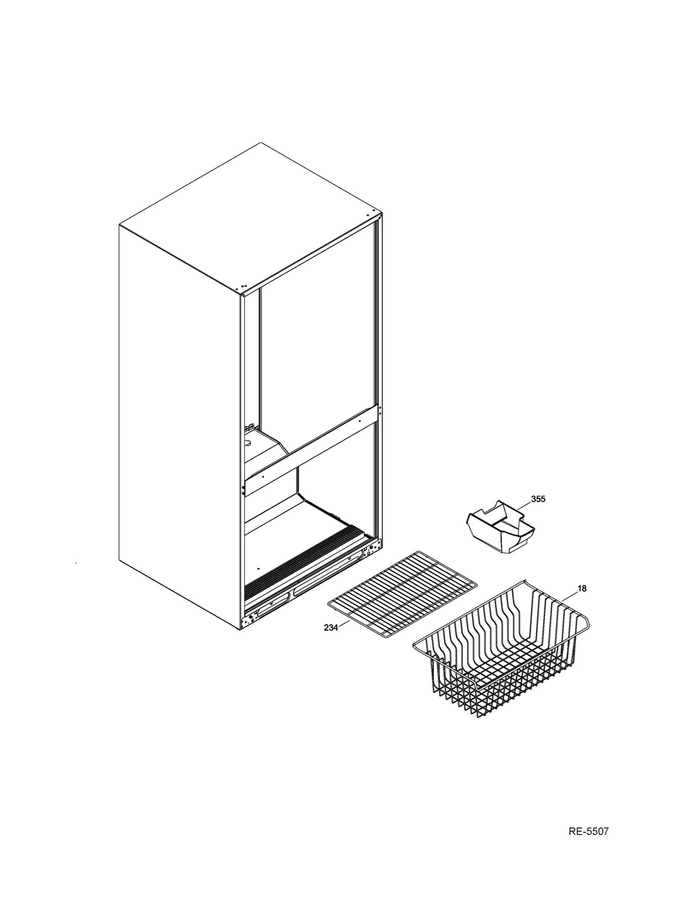 Fz Basket Diagram and Parts List for GNE26GGDWW  General Electric Refrigerator