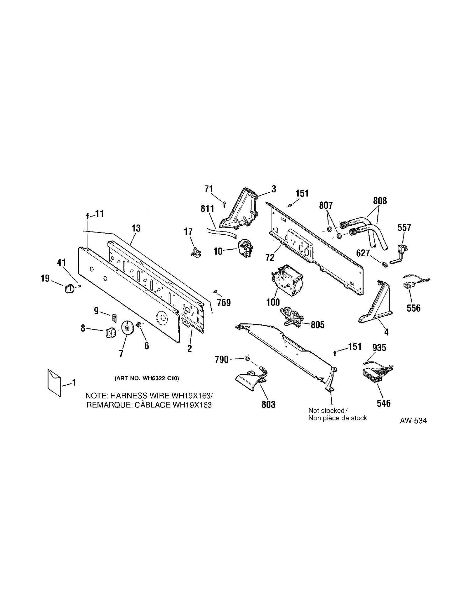 CONTROL PANEL Diagram and Parts List for 57431D5WW  General Electric Washer