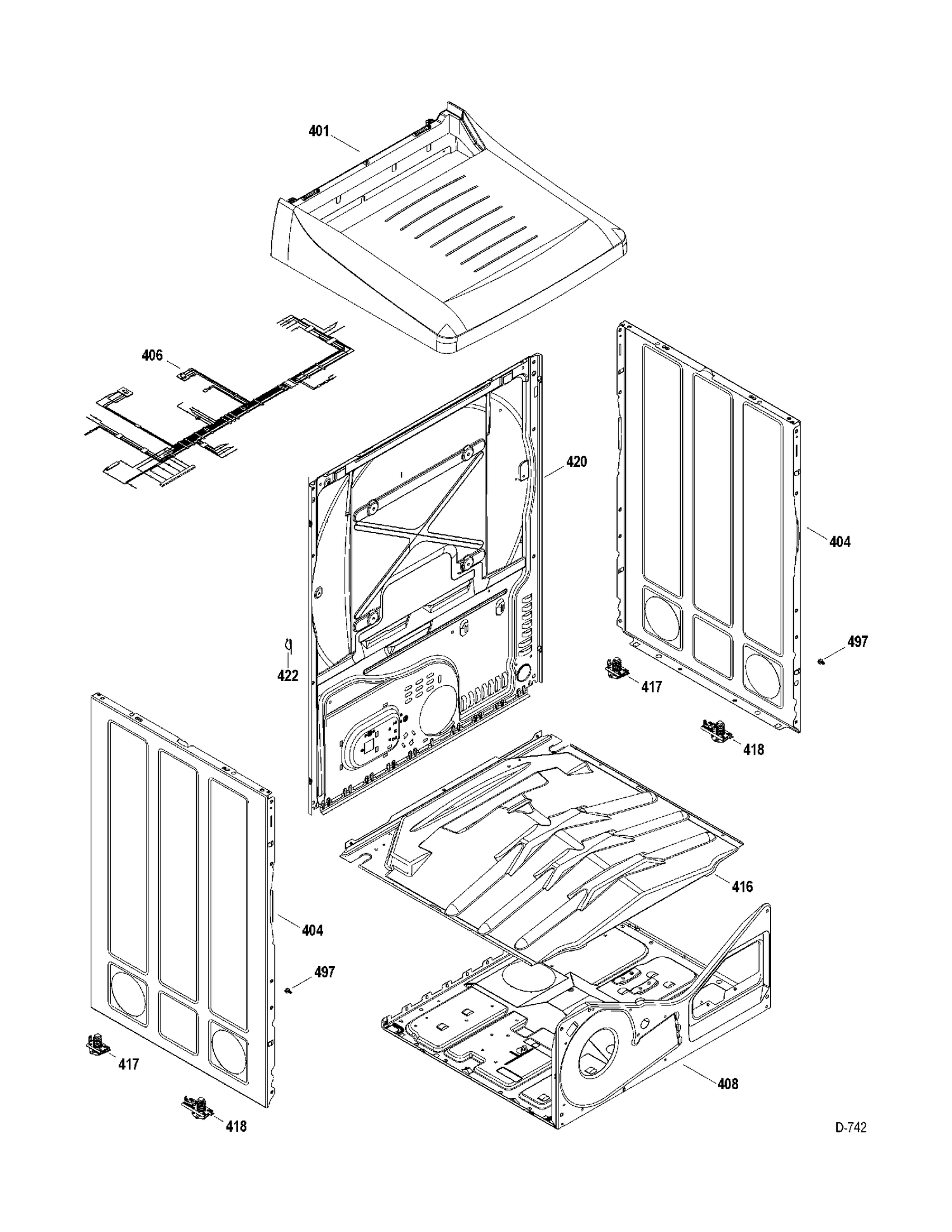 CABINET Diagram and Parts List for PTMX910EMWW0  General Electric Dryer