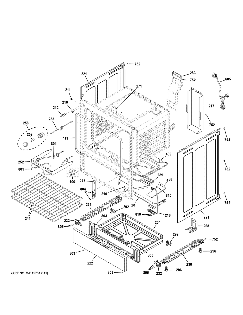 Body Parts Diagram and Parts List for GGS500SV2SS  General Electric Range