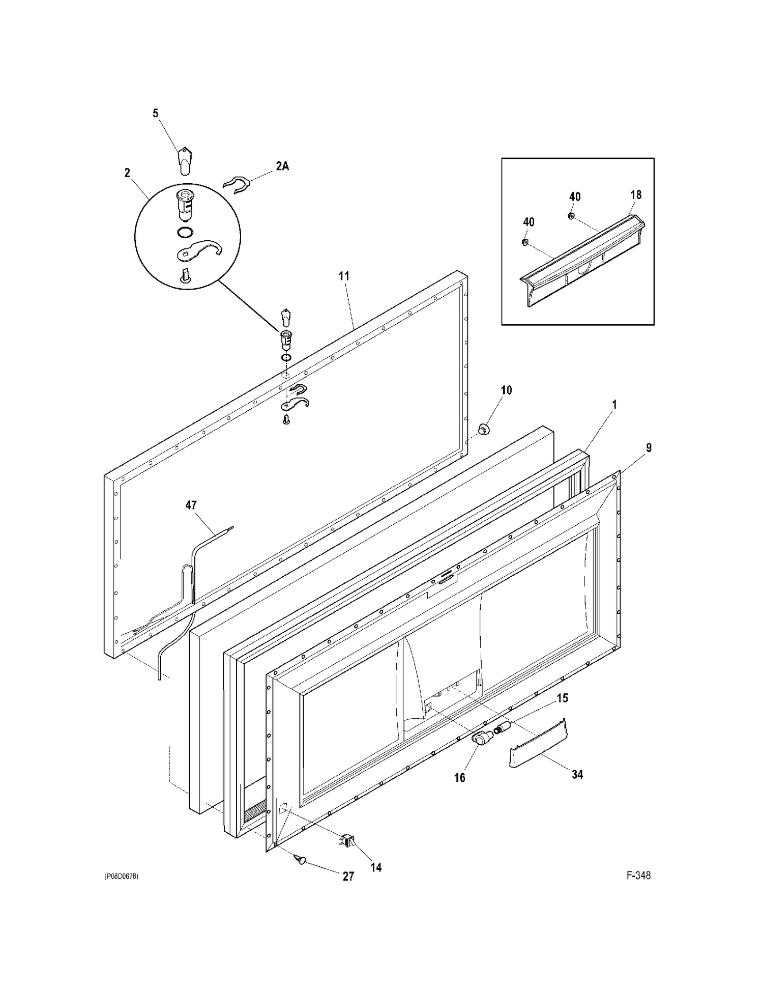 LID Diagram and Parts List for FCM25SBBWW  General Electric Freezer