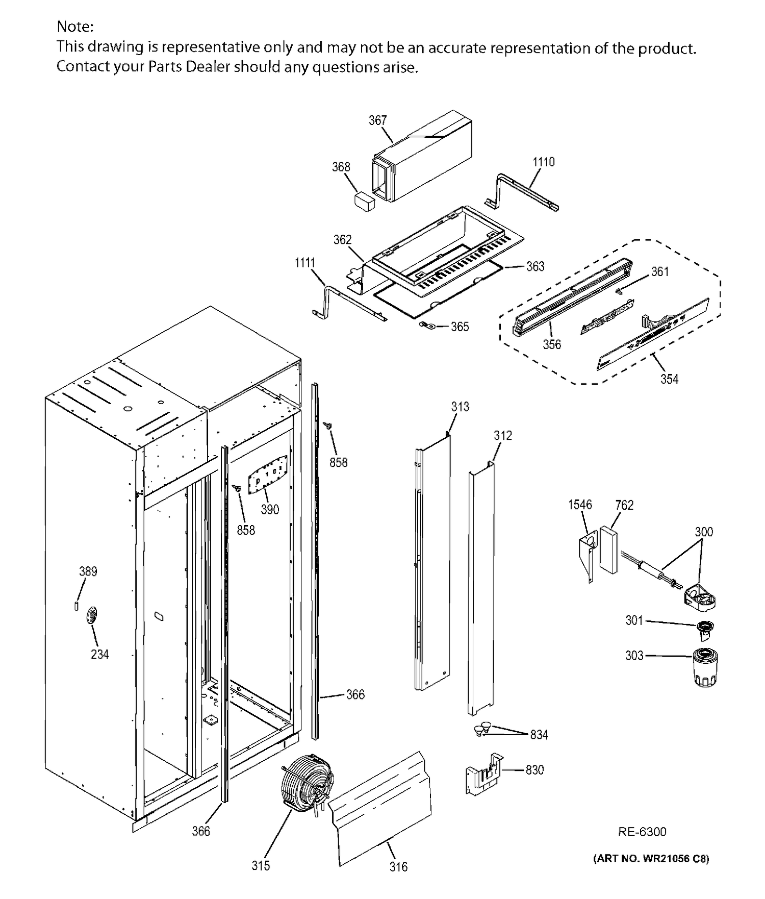 FF SECTION Diagram and Parts List for ZISB360DHA  General Electric Refrigerator