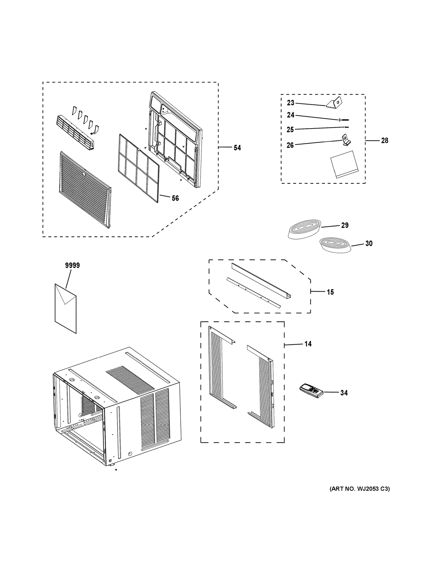 ROOM AIR CONDITIONER Diagram and Parts List for AEW12AXL1  General Electric Air Conditioner