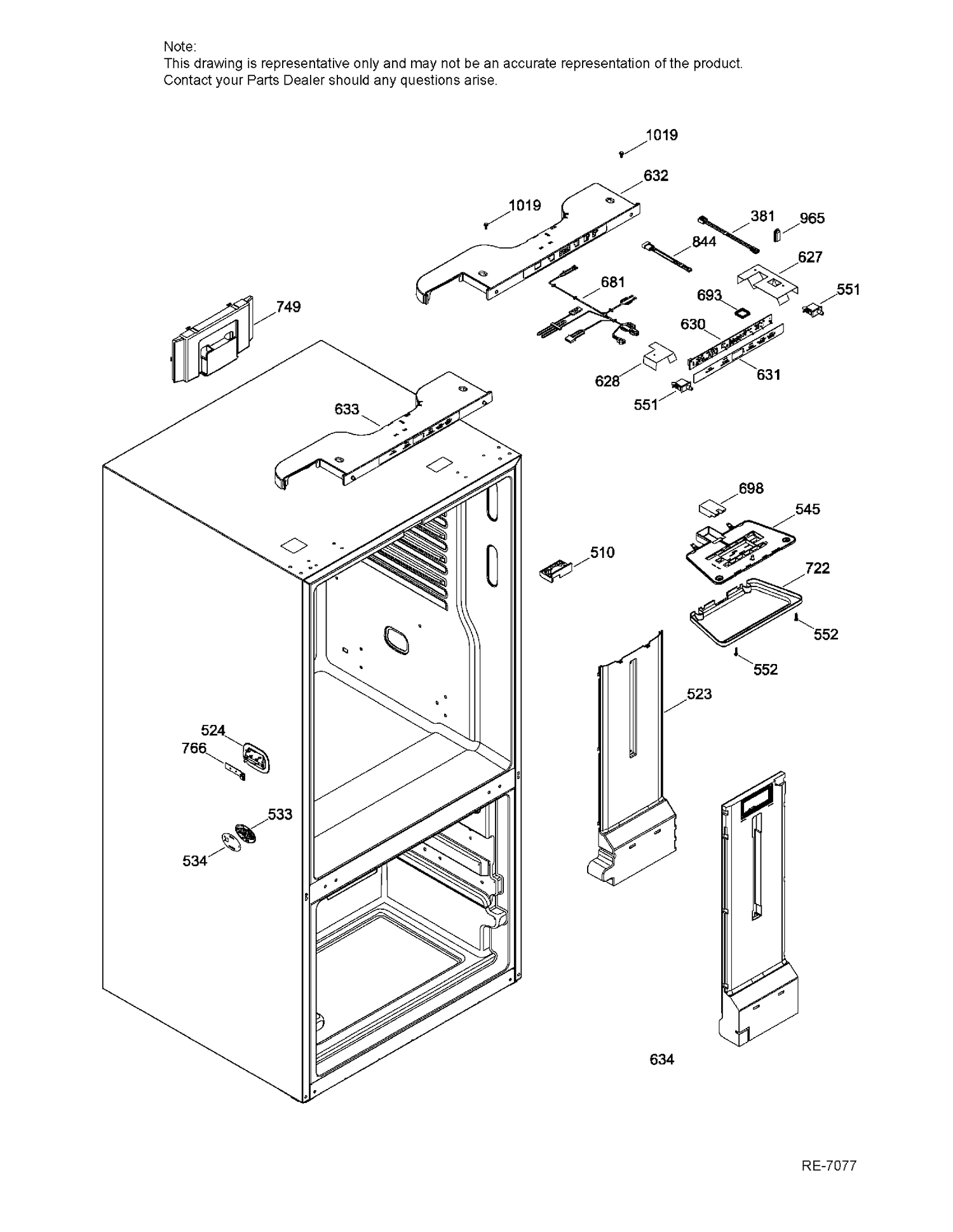 FUNCTIONAL PARTS FF Diagram and Parts List for GNE25DSKBKSS  General Electric Refrigerator
