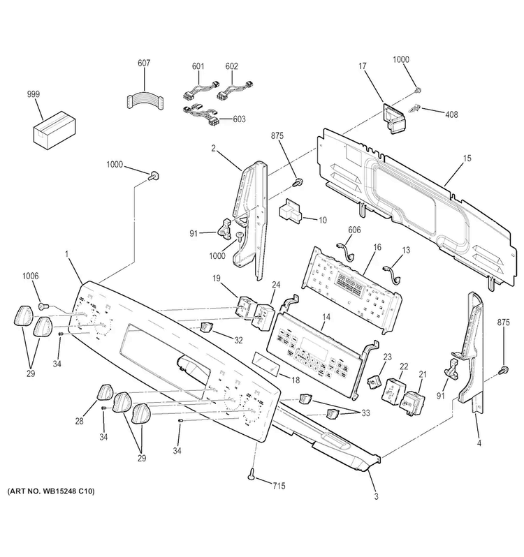 Control Panel Diagram and Parts List for PB950SF4SS  General Electric Range