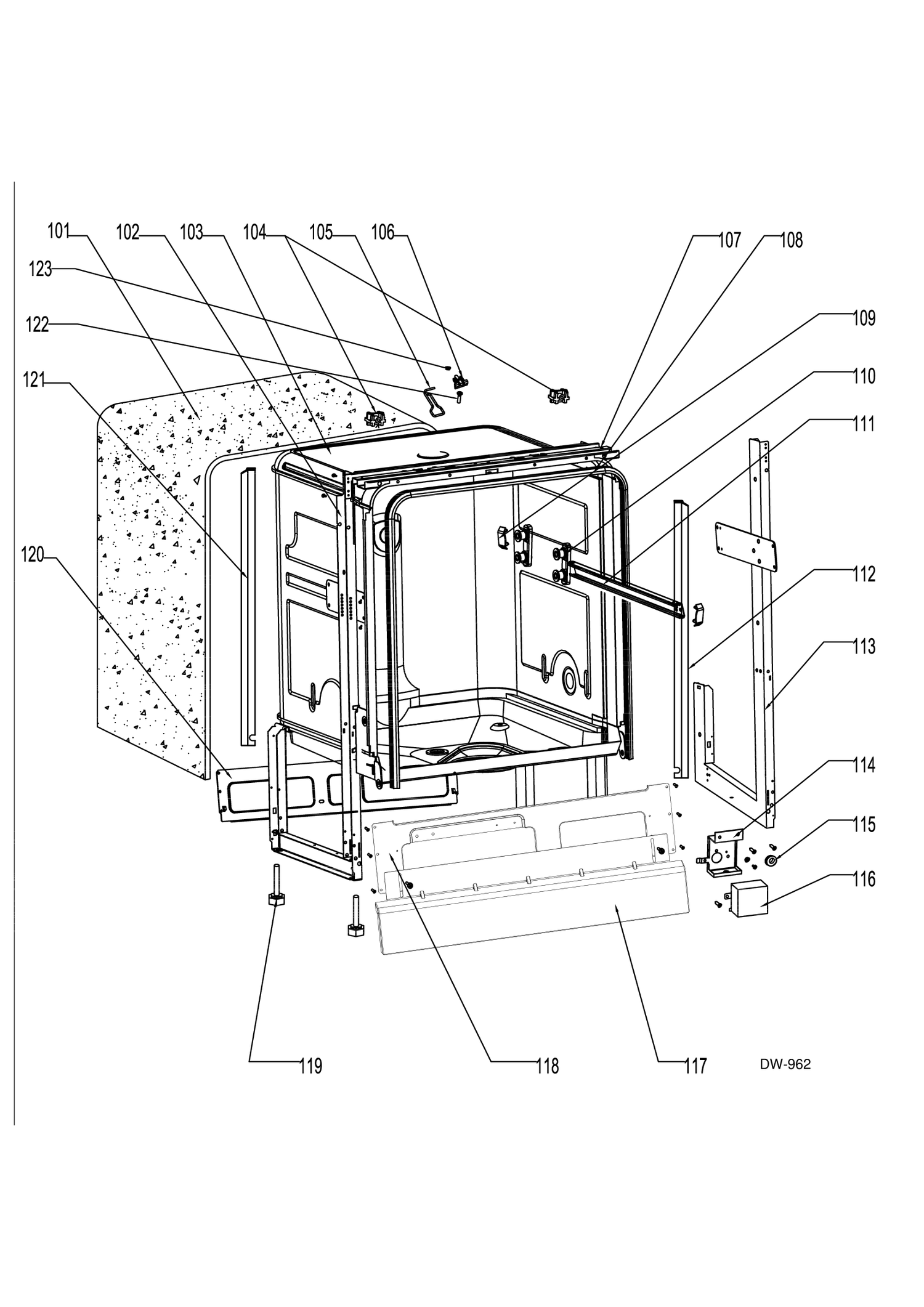 BODY PARTS Diagram and Parts List for MDF400SGF0WW  General Electric Dishwasher