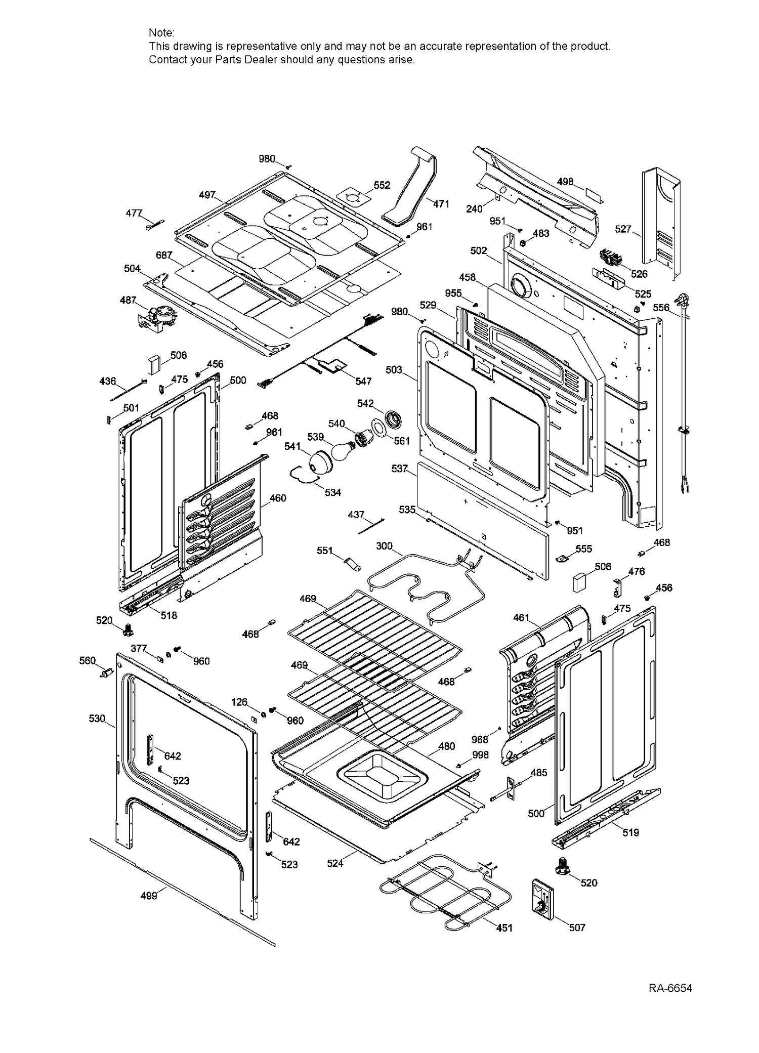 BODY PARTS Diagram and Parts List for JCB730DF3WW  General Electric Range