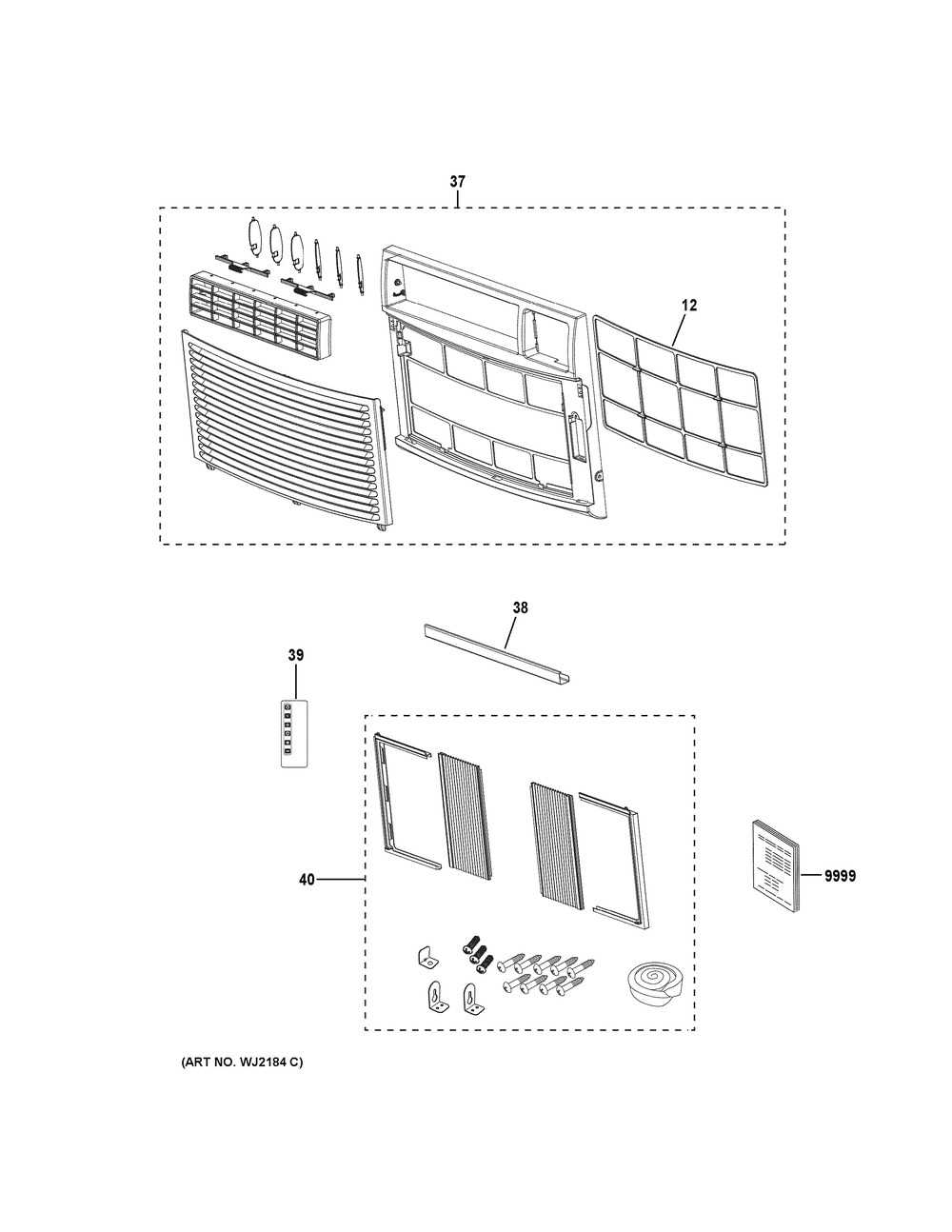 Room Air Conditioner Diagram and Parts List for AHS10AXQ1  General Electric Air Conditioner