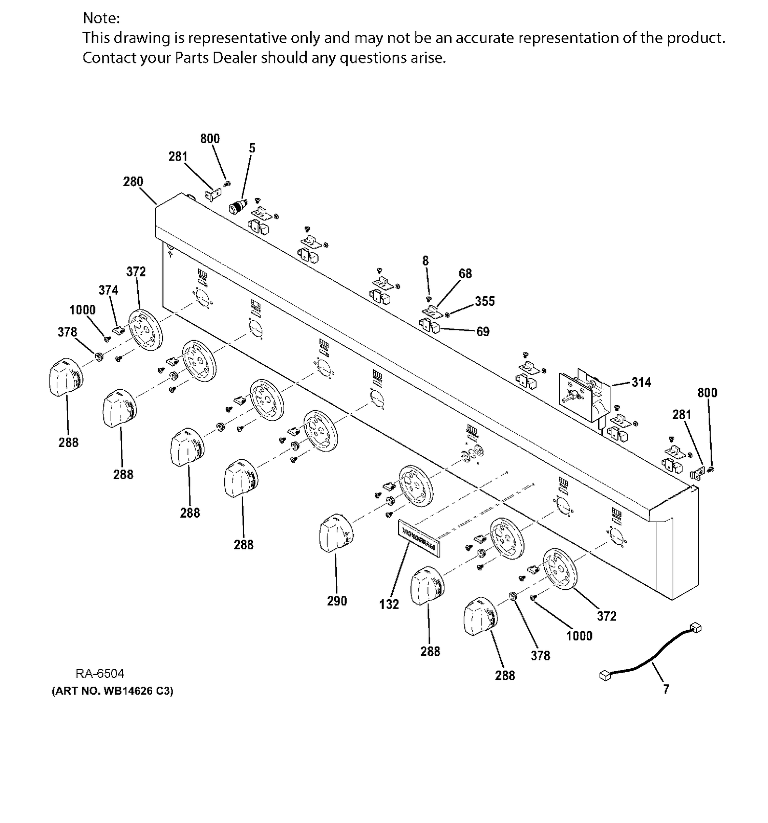 CONTROL PANEL Diagram and Parts List for ZGU486NDP7SS  General Electric Range