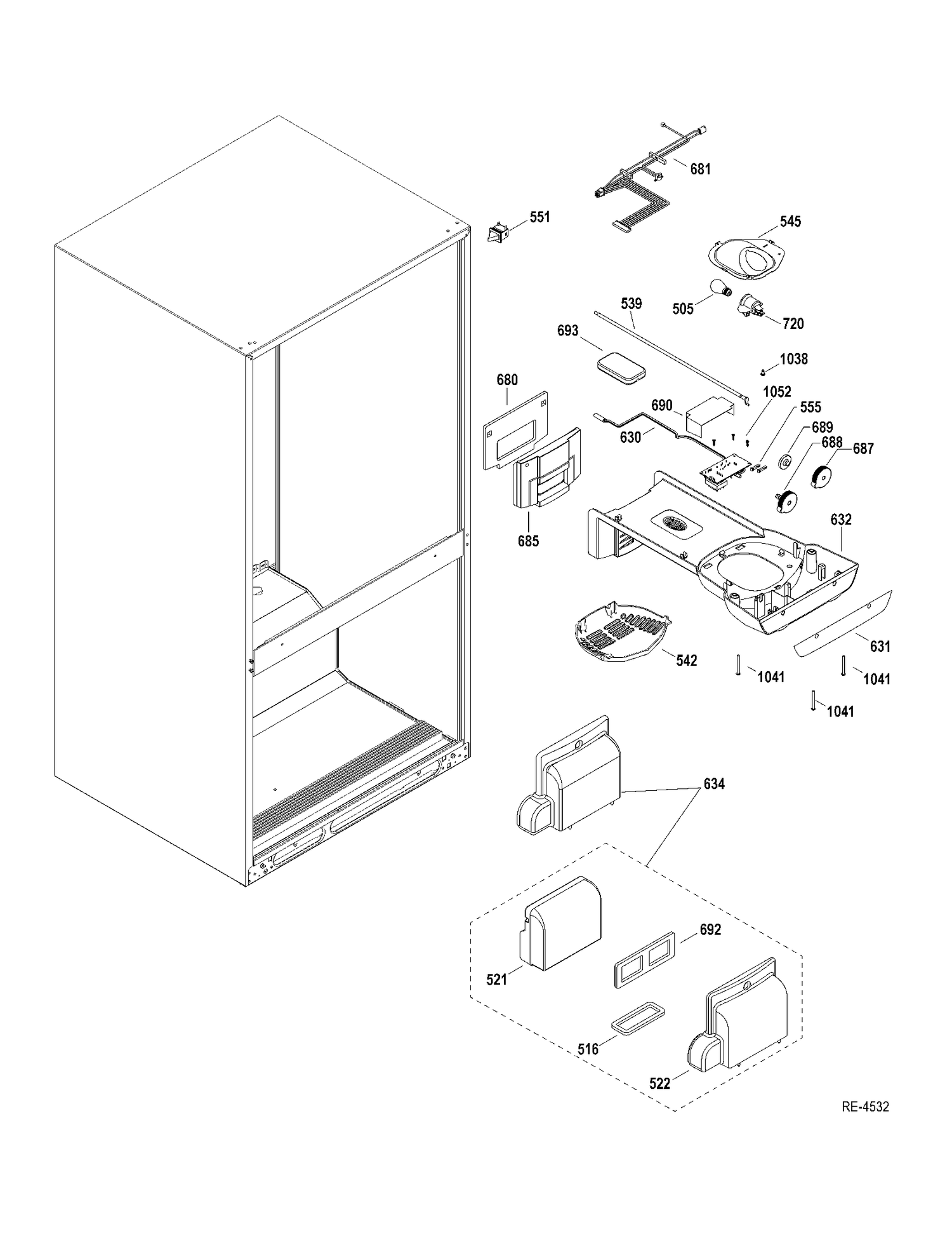 FF SECTION Diagram and Parts List for GBRS0HBXCRSS  General Electric Refrigerator