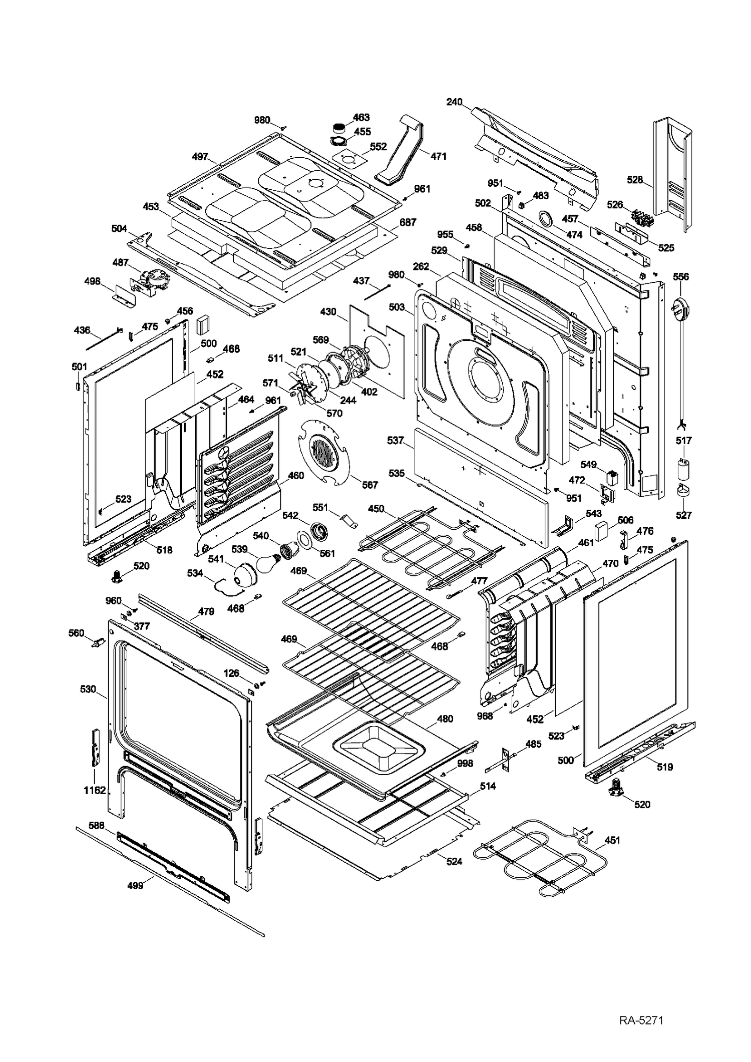 BODY PARTS Diagram and Parts List for JCB830DF1WW  General Electric Range