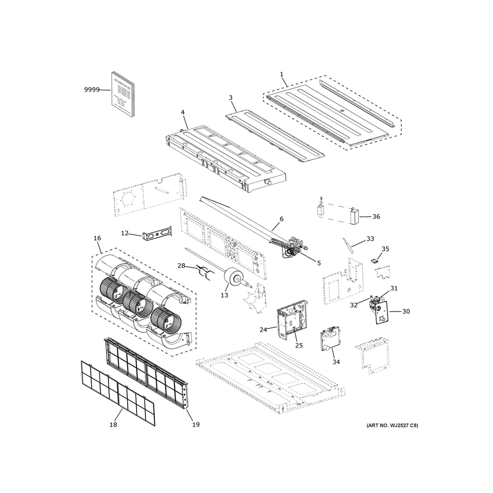 Room Air Conditioner Diagram and Parts List for US30MB2BEA1  General Electric Air Conditioner