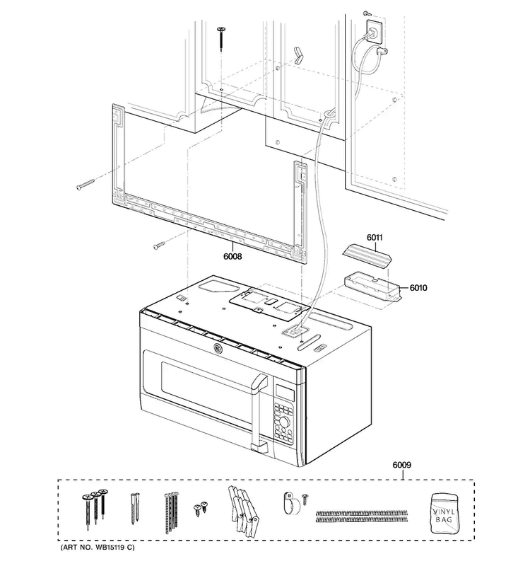 Installation Parts Diagram and Parts List for CVM1790SS3SS  General Electric Microwave