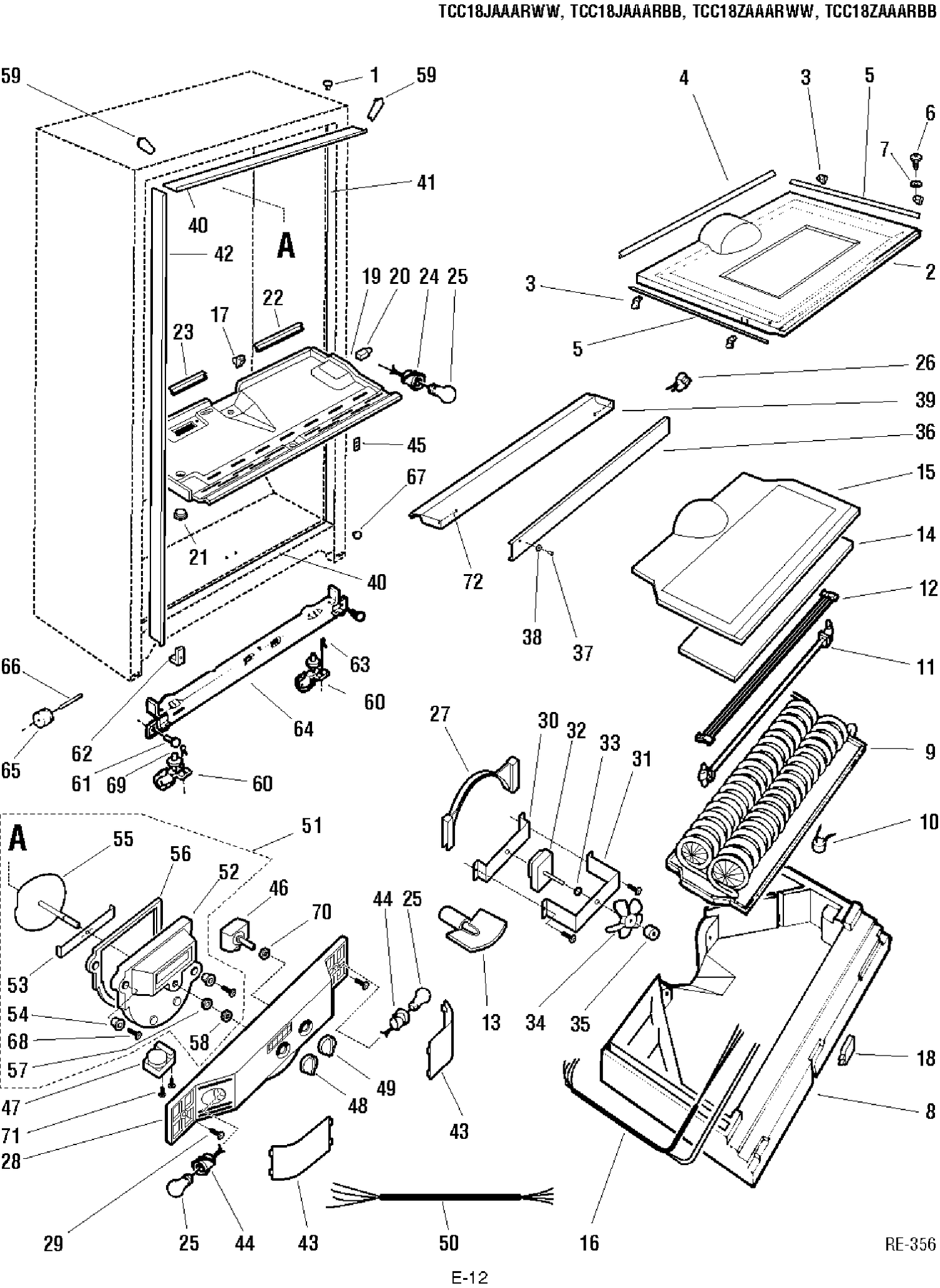 SYSTEM GROUP 1 Diagram and Parts List for TCX18JAAARWW  General Electric Refrigerator